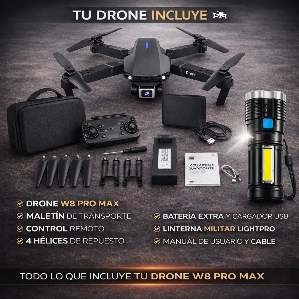 Drone W8 Pro Max Con Inteligencia Artificial + Gafas Virtual VR [ÚLTIMAS UNIDADES]